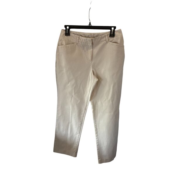 J Jill Stretch Ankle Pants White 6P Petite Cotton Cropped Trousers Chino Neutral - Picture 5 of 7